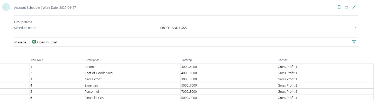 Account Schedule